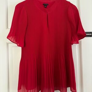 Ann Taylor Red Pleated Blouse - Size XS